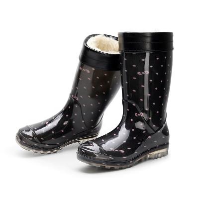 China Fashion Trend PVC Snow Boots Women Winter Fur Warm Boots Fashion Waterproof Rain Boots For Women for sale