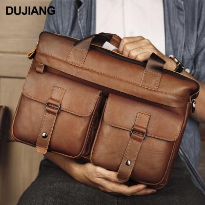 China Top Executive Bag Leather Cowhide Grain Genuine Leather Laptop Business Bag Office Executive Bag Shoulder Briefcase Leather Handbag Men for sale