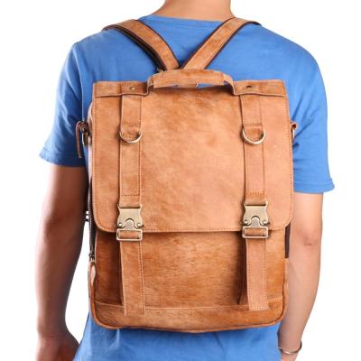 China No DUJIANG fashion vintage cowhide leather laptop backpack travel custom backpack for men for sale