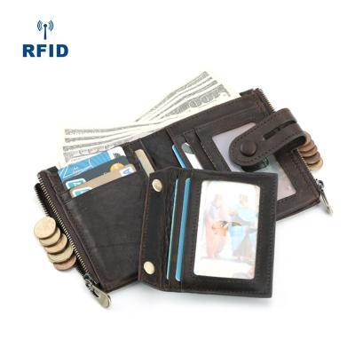 China Genuine Leather Wallet Money Purse Coin Purse RFID Male Short Male Card Holder Wallet Bag For Men for sale