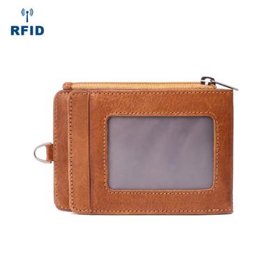 China New Fashion Business Credit Card Holder Genuine Leather Rfid Card Holder Wallet Case for sale