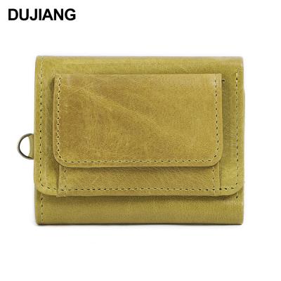 China DUJIANG RFID Purse Genuine Leather Wallets Leather Slim Minimalist Women Card Wallet Wallet Women for sale