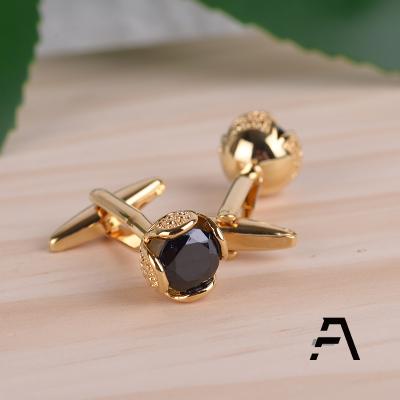 China Accessories Crystal Gold Cufflinks black for sale