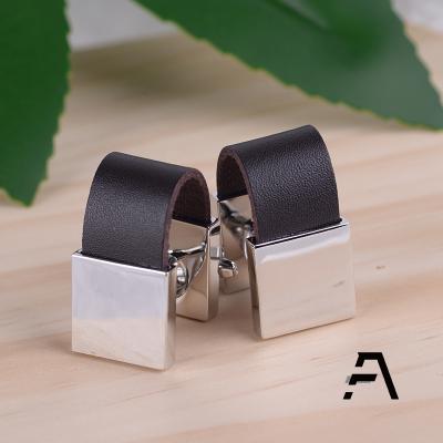 China Casual Wear Fashion Black Leather Cufflinks for sale