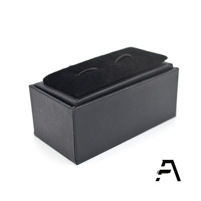 China Wholesale Jewelry Package Black Check Paper Logo Cuff Link Cufflinks Box Custom Grid Pattern for sale