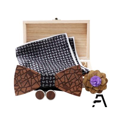 China Wholesale Handmade Custom Logo Wooden Bow Tie Set for sale