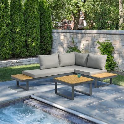 China Uland Modern Modern Sectional Aluminum L Shape Sofa Garden Sofa Set Outdoor Furniture for sale