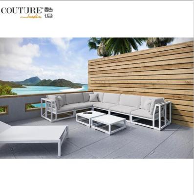 China Modern South Beach Modern Sectional Aluminum Garden Seam Sofa Set Simple Design Terrace Outdoor Sofas Large for sale