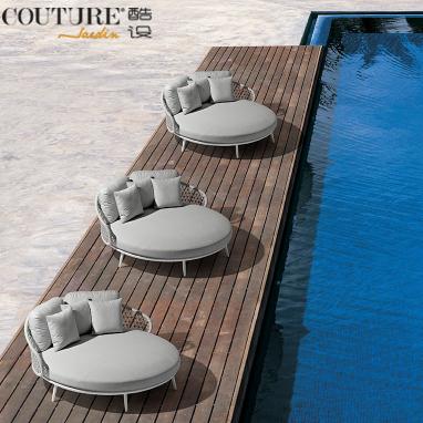 China Luxury Round Sofa Bed Fabric, Simple Outdoor Garden Sofa Bed, Pool Furniture Round Garden Modern Caress Seam Soda With Bed for sale