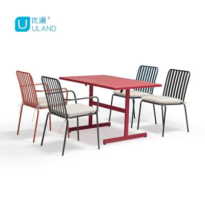 China Uland Modern Patio 5 Piece Outdoor Metal Foldable Table And Chairs Restaurant for sale