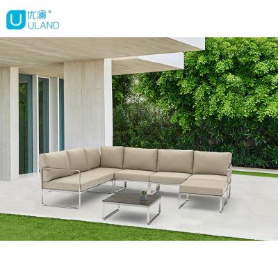 China Uland Modern L Shape Outdoor Garden Sofa Set, Garden Sectional Patio Furniture Stainless Steel Sofa Set for sale