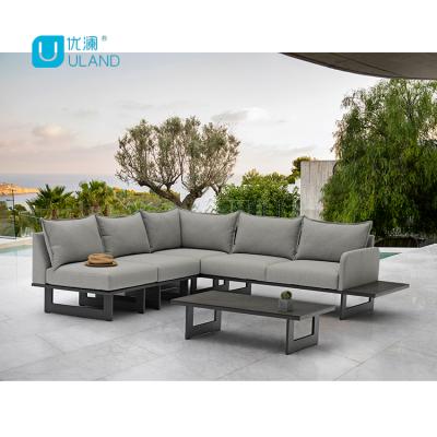 China Uland 5Pcs Modern European Garden Sofa Set Furniture Metal Modern Gery Sofa for sale