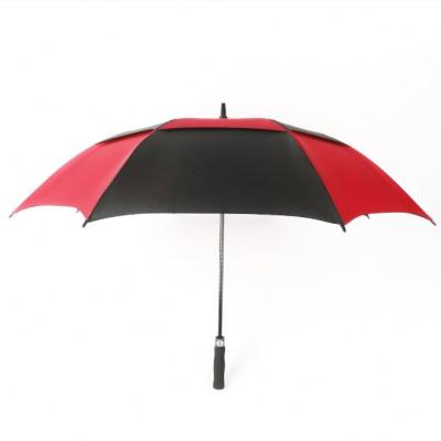 China Traditional Auto Open Extra Large Double Canopy Vented Golf Windproof Umbrella Stick Oversized Waterproof Umbrellas for sale