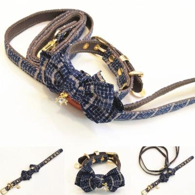 China New Style Durable Pet Collar Bow Dog Leash Gift Box Durable Dog And Cat Collar Viable for sale