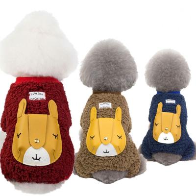 China New Sustainable Dog Supplier Small Dog Sweater Apparel With Backpack Autumn And Winter Four-legs Dog Clothes for sale