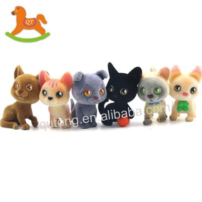 China As Surprise OEM PVC Flock Cat Cat Figurine Cute Collectible Egg Toy Miniature Animal Figures Toys Maker for sale