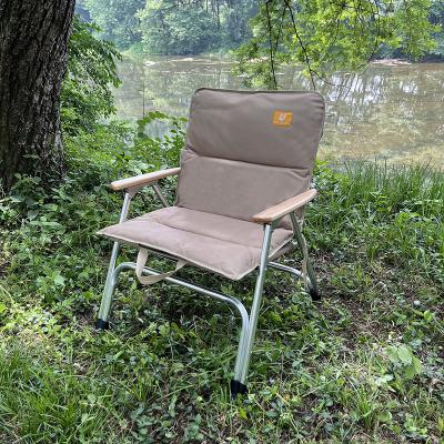 China Party portable foldable camping chair Alu. Indoor Outdoor Simple Wood Colony Sofa Folding Sponge Mat Chair Picnic Party Handrail Armrest Winter And Vacation Home for sale