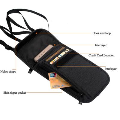 China RFID Blocking Protect Area Hot Outdoor Travel Neck Passport Holder Wallet RFID Neck Pouch Hanging Bag for sale