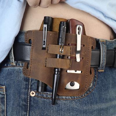 China Portable Outdoor Leather Sheath Bag EDC Tool Belt Camping Pouch Tactical Organizer for sale