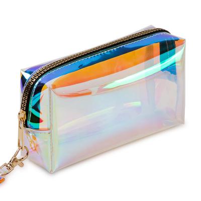 China New TPU Color Laser Makeup Bag Durable Thick Magic Transparent Jelly Large Waterproof Cosmetic Bag for sale