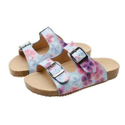 China Summer New Design Kids Girls Flat Cute Soft Sequin Sandals Daisy Pattern Open Toe Sandals Flounce Slippers for sale