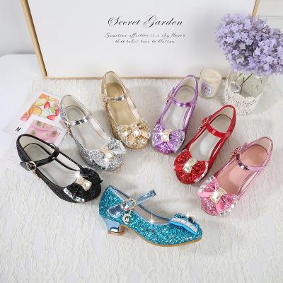 Китай China Factory Fashion Children's Princess Leather Crystal Kids Dress Shoes High Heels Wholesale Deodorization продается