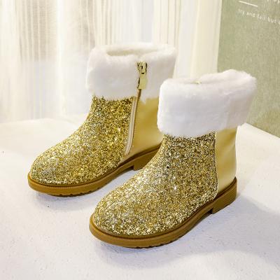 China Newest Design Autumn And Winter Deodorization Mid Leather Girls' High Street Fur Plush Princess Scrambled Boots for sale