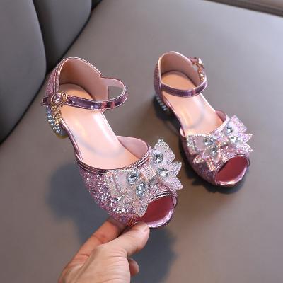 China Deodorization Vestir Zapatos Princesa Little Girl Children High Heel Shoes Princess Casual Dress Shoes Children Shiny Sequin Wedding Party en venta