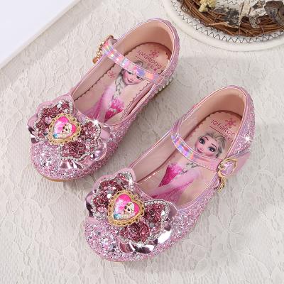 China Favorite Princess Girls Party Bow Crystal Ninos Anti-slippery Zapatos De Para Leather Kids Crystal Shoes Gorgeous Heels en venta