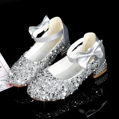 China New Crystal High Heels Peep Toe Sequined Princess Sandals Children Anti-slippery Summer Kids Girls Shoes High Quality Shoes en venta