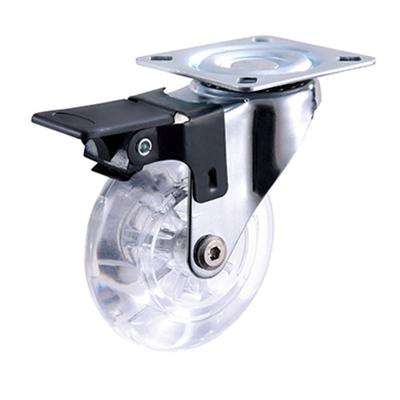 China Contemporary White Transparent PU Universal Wheel Furniture Supermarket Shopping Cart Nylon Wear Resistant Universal Caster for sale