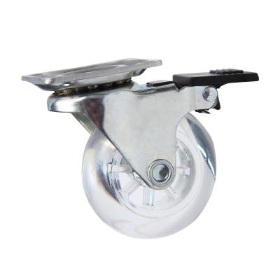 China 1.5 Inch Contemporary PVC Mute Transparent Universal Wheel Wear Resistant Caster With Brake for sale