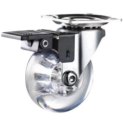 China Flat Caster Casters Contemporary Light Duty Universal Wheel Double Brake for sale