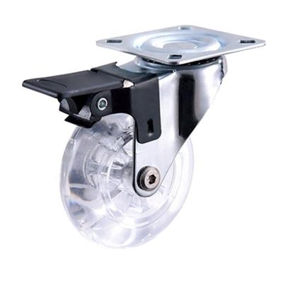 China Contemporary Transparent 2inch 3inch PU Caster Office Chair Caster Wheels With Brake for sale