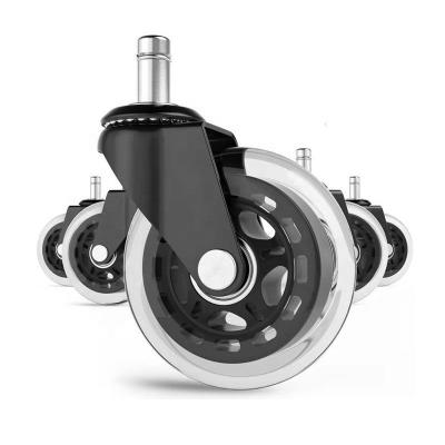 China Contemporary Casters Wheels 3Inch Manufacturers PU Wheel 75mm Transparent Office Chair Swivel Caster for sale