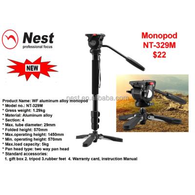 China Detachable monopod and liquid head NEST video monopod liquid head with support bracket NT-329M for sale