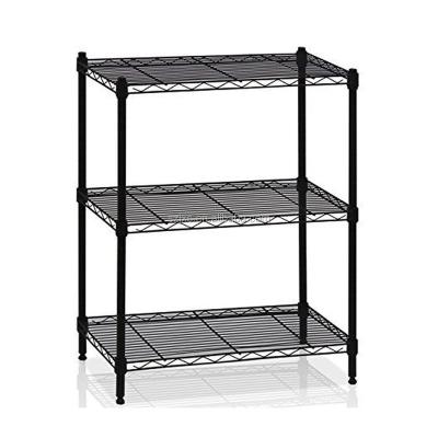 China Warehouse Rack Black Powder Coating Grid Housewares Storage Wire Shelving Office Kitchen Organize Wire Shelf Unit for sale