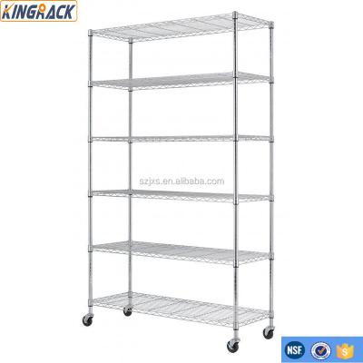 China Adjustable 6 Tier Wire Shelving Workable Layer Metal Shelving Sliding Desktop Wire Racking Industrial Storage Wire Shelving for sale