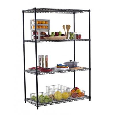 China Rust Proof Classics 4-Tier Black Epoxy Steel Wire Shelving Used In Home Kitchen for sale