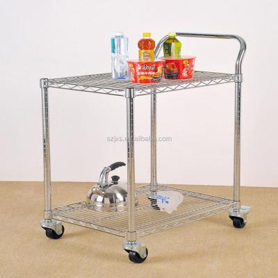 China Sustainable Simple Railing Wire Shelving Cart With Silence Wheels Adjustable Metal Wire Storage Cart , NSF Approval for sale