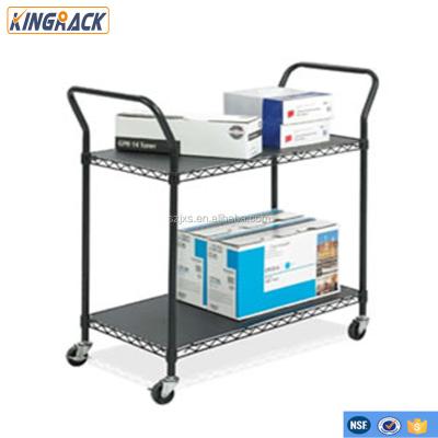 China DIY Manufacturing Industry Storage Organization Wire Trolley Wire Shelving Sustainable Cart With Silence Wheels for sale