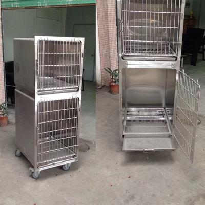 China Eco-friendly Multifunctional Stainless Steel Dog Cage With SUS304 Tray And Divider Double Dog Cage Dog Scratch Cage for sale