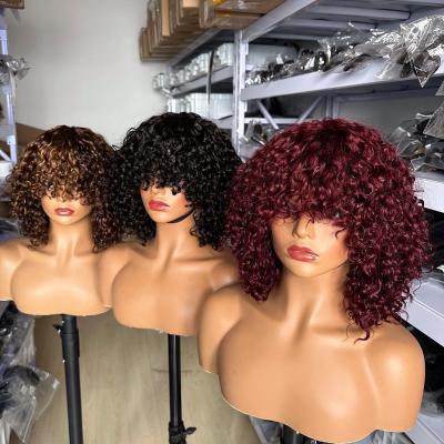 China Other Colored Human Hair Bob Wig Curly Highlight Lace Front Human Hair Wigs 4/27 Short For Black Women for sale