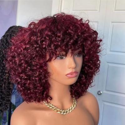 China Other GLWater Waves Bangs Wholesale Brazilian Raw Human Hair Lace Front Wigs Short Curly Wigs For Black Women Bangs for sale