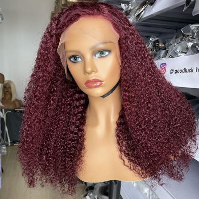 China GL-99J Other 100% Red Burgundy Full Lace Wig Grade 10A 12A Virgin Hair Hd Full Lace Wig Raw Curly Cambodian Virgin Hair for sale