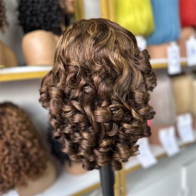 China Wholesale Orange Remy Straight Water Wave Bob Wig 180% Orange Curly Lace Wig Body Wave GL Bob Lace Front Human Hair Glueless Pre Plucked for sale