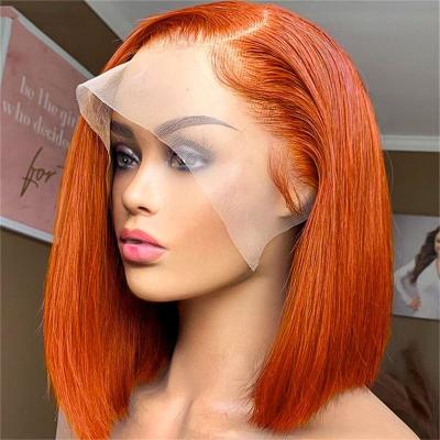 China Wholesale Colored GL Hair Straight Bob Wig For Women, Pre Plucked Mink Brazilian Hair Bob Wigs, Red Orange Pink Purple Cut Bob Wigs for sale