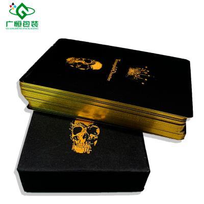 China Custom Logo Printed Card Games Gold Paper/Plastic Foil Stamping Poker Cards Canvas Effect Black Core Paper Playing Cards for sale