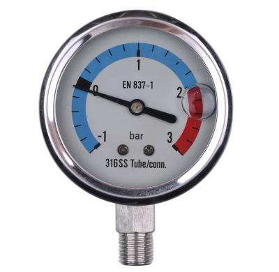 China Indoor Floor Heating 0-3 Bar Hydraulic Pressure Gauge for sale