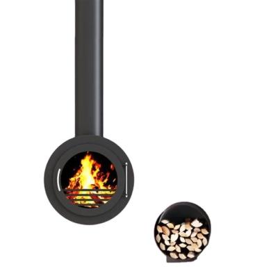 China Modern Indoor Wood Burning Fireplace Wall Suspended Modern Stove for sale